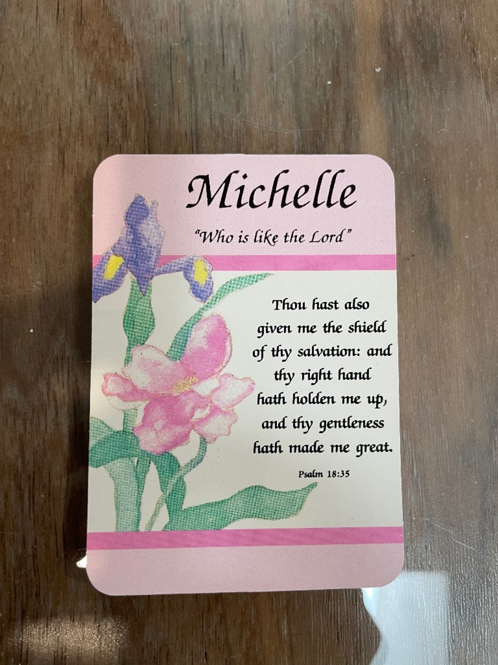 New "Michelle: Who is like the Lord" Cardstock
